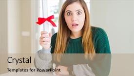  Presentation with red bow - Audience pleasing PPT layouts consisting of degree with red bow scare backdrop and a coral colored foreground