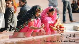  Presentation with women india - Cool new presentation theme with dehli-february-11-young-women backdrop and a coral colored foreground