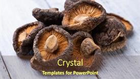  Presentation with asian food - Slide deck having dehydrated-shiitake-mushrooms-asian-food background and a tawny brown colored foreground