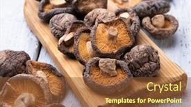  Presentation with asian food - Slide deck enhanced with dehydrated-shiitake-mushrooms-asian-food background and a tawny brown colored foreground