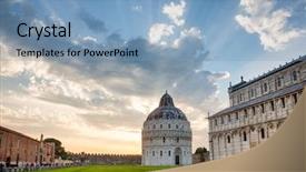  Presentation with tuscany - Colorful PPT theme enhanced with del duomo with medieval round backdrop and a teal colored foreground