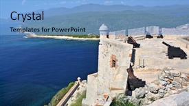  Presentation with castle - PPT theme with del morro santiago de cuba background and a light blue colored foreground