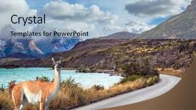  Presentation with chile patagonia - Theme consisting of del paine national park - biosphere background and a  colored foreground