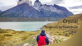  Presentation with mountain hiking - PPT theme having del paine national park chile background and a coral colored foreground