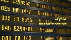  Presentation with airport timetable - Beautiful slide deck featuring delay information - timetable digital board backdrop and a  colored foreground