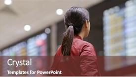  Presentation with flight - Beautiful PPT layouts featuring delay information - tourist woman look backdrop and a tawny brown colored foreground