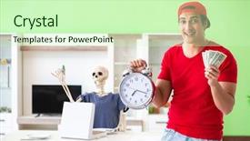  Presentation with deliver - PPT layouts having delayed payment - concept of very slow pizza background and a  colored foreground