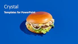  Presentation with food meals - Slide deck with delectable-cheeseburger-with-onion-cheddar background and a teal colored foreground