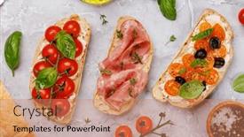  Presentation with flat lay of female sport - Theme having delectable-sandwich-set-of-bruschetta background and a coral colored foreground