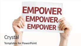  Presentation with empower - PPT layouts featuring delegation authority - empower card isolated on white background and a sky blue colored foreground