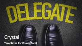  Presentation with shoes - Amazing presentation theme having delegation authority - top view of business shoes backdrop and a dark gray colored foreground