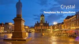  Presentation with city - Cool new PPT layouts with delft-market-square-markt backdrop and a teal colored foreground