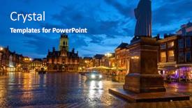  Presentation with square - Colorful presentation design enhanced with delft-market-square-markt backdrop and a teal colored foreground