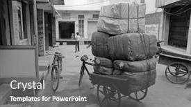  Presentation with rickshaw - PPT theme enhanced with delhi-december-2-bicycle-trailer background and a gray colored foreground