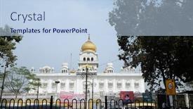  Presentation with association - Slides with delhi-india-february-13-gurudwara background and a light blue colored foreground