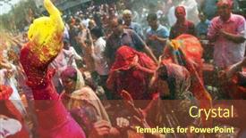  Presentation with india festival - Presentation theme having delhi-india-march-08-people background and a tawny brown colored foreground