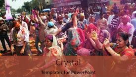  Presentation with holi festival - Presentation theme having delhi-india-march-08-people background and a red colored foreground