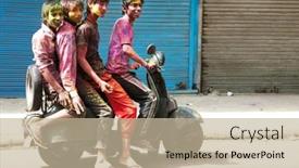  Presentation with india festival - PPT theme having delhi-india-march-08-people background and a mint green colored foreground