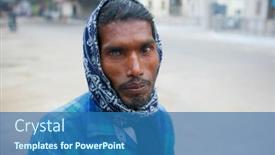  Presentation with million people - Amazing PPT theme having delhi-january-18-rickshaw-driver backdrop and a teal colored foreground