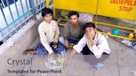  Presentation with street children - Colorful PPT theme enhanced with delhi-sep-22-three-young backdrop and a light gray colored foreground