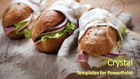  Presentation with cheese - Presentation theme having deli - baguette with ham and cheese background and a tawny brown colored foreground