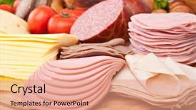  Presentation with meat - Amazing slides having deli - big group of meat bread backdrop and a coral colored foreground