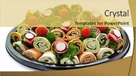  Presentation with tortilla - PPT layouts enhanced with deli - isolated platter of assorted meat background and a yellow colored foreground
