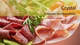  Presentation with appetizer - Presentation theme consisting of deli - meat appetizer background and a yellow colored foreground