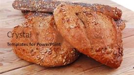  Presentation with sunflower - Cool new theme with delicacy french rye breads and baguettes topped with sunflower and poppy seeds over wooden table backdrop and a red colored foreground