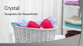  Presentation with laundry - PPT theme with delicate - white laundry basket with underwear background and a white colored foreground
