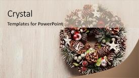  Presentation with pine cone - Presentation theme featuring delicate christmas wreath of pine background and a lemonade colored foreground
