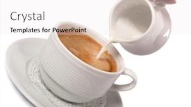  Presentation with cup coffee - PPT layouts featuring delicate-cream-poured-into-cup background and a white colored foreground