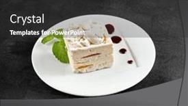  Presentation with white cheese - PPT layouts featuring delicate-meringue-cake-with-creamy and a dark gray colored foreground