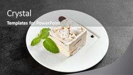  Presentation with white cheese - PPT layouts enhanced with delicate-meringue-cake-with-creamy and a dark gray colored foreground