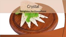  Presentation with soft white flower - PPT layouts with delicate white cheese on wood background and a  colored foreground