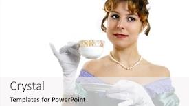  Presentation with tea cup - Colorful theme enhanced with delicate-woman-with-a-cup backdrop and a  colored foreground