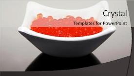  Presentation with food red - Audience pleasing slide set consisting of delicatessen food red salmon caviar canape isolated over black gray background in small white bowl backdrop and a lemonade colored foreground