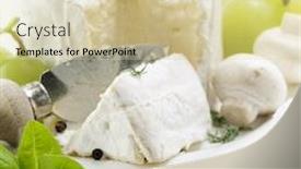  Presentation with grape - Beautiful PPT theme featuring delicatessen soft cheese with grape and vegetables backdrop and a soft green colored foreground