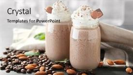 Presentation with almond milk - Beautiful PPT theme featuring delicious almonds - tasty milk shake cocktails backdrop and a light gray colored foreground