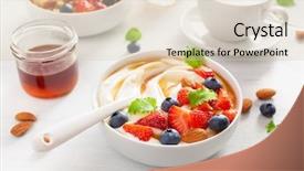  Presentation with almond - Cool new slides with delicious almonds - yogurt with strawberry blueberry honey backdrop and a lemonade colored foreground