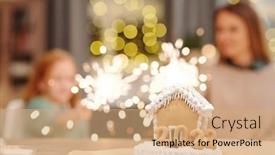  Presentation with sparkling lights - PPT theme having delicious-and-sweet-gingerbread-house background and a coral colored foreground