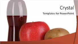  Presentation with fruit juice bottle - PPT layouts consisting of delicious apple and kiwi juice in glass bottle and fruit next to it isolated on white background and a white colored foreground