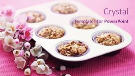  Presentation with muffins - Cool new PPT layouts with delicious-apple-muffins-with-cinnamon backdrop and a pink colored foreground