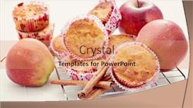  Presentation with muffins - Colorful PPT theme enhanced with delicious-apple-muffins-with-cinnamon backdrop and a coral colored foreground