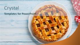  Presentation with copy space - Slides consisting of delicious-apple-pie-with-fresh background and a sky blue colored foreground