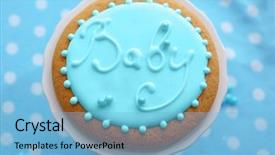  Presentation with baby shower - PPT layouts with delicious baby shower cookie closeup background and a light blue colored foreground