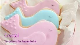  Presentation with babyshower - Cool new theme with delicious baby shower cookies closeup backdrop and a  colored foreground