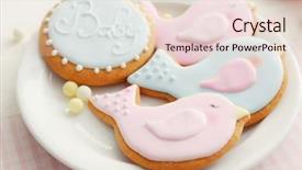  Presentation with cookies - Presentation theme featuring delicious baby shower cookies closeup background and a lemonade colored foreground