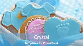  Presentation with babyshower - PPT theme with delicious baby shower cookies closeup background and a  colored foreground