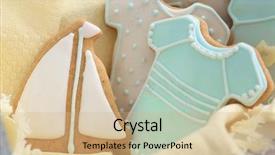  Presentation with babyshower - Theme enhanced with delicious baby shower cookies closeup background and a  colored foreground